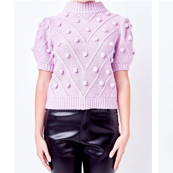 English Factory POM POM PUFF SLEEVE SWEATER size XS color lilac - Picture 4 of 14